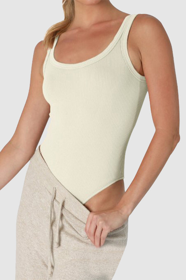 Seamless Ribbed Scoop Neck & Back Bodysuit