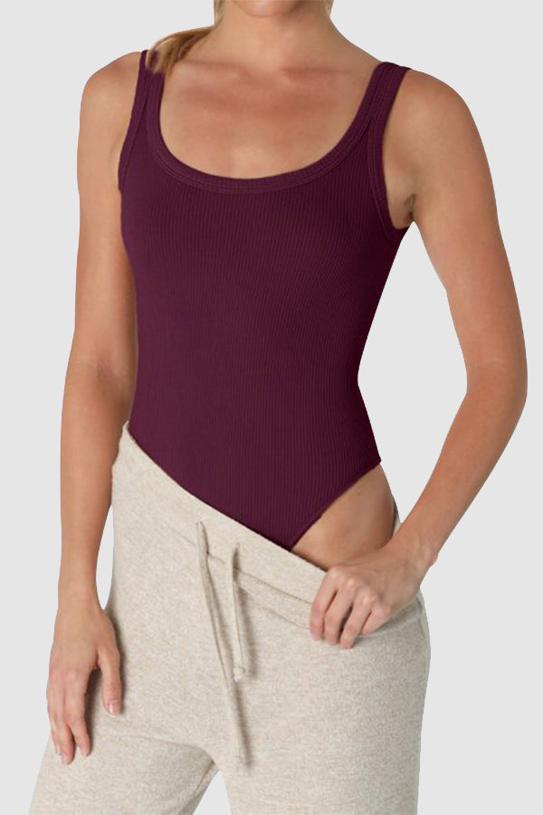 Seamless Ribbed Scoop Neck & Back Bodysuit