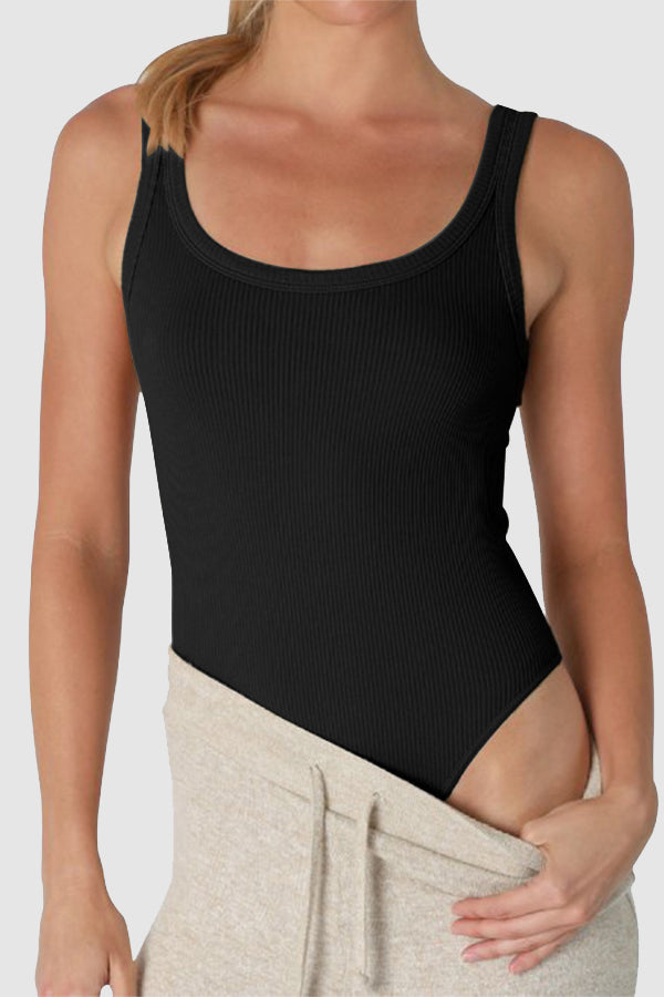 Seamless Ribbed Scoop Neck & Back Bodysuit