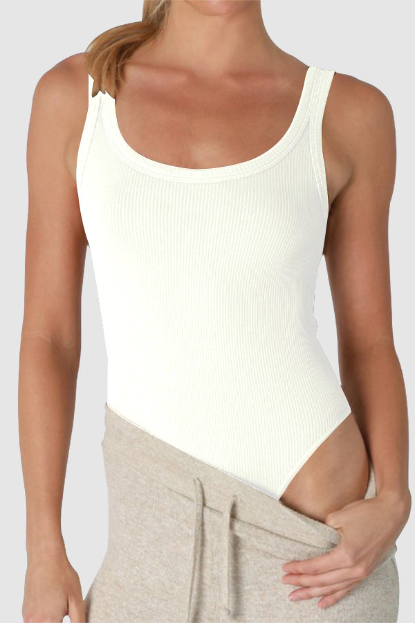 Seamless Ribbed Scoop Neck & Back Bodysuit